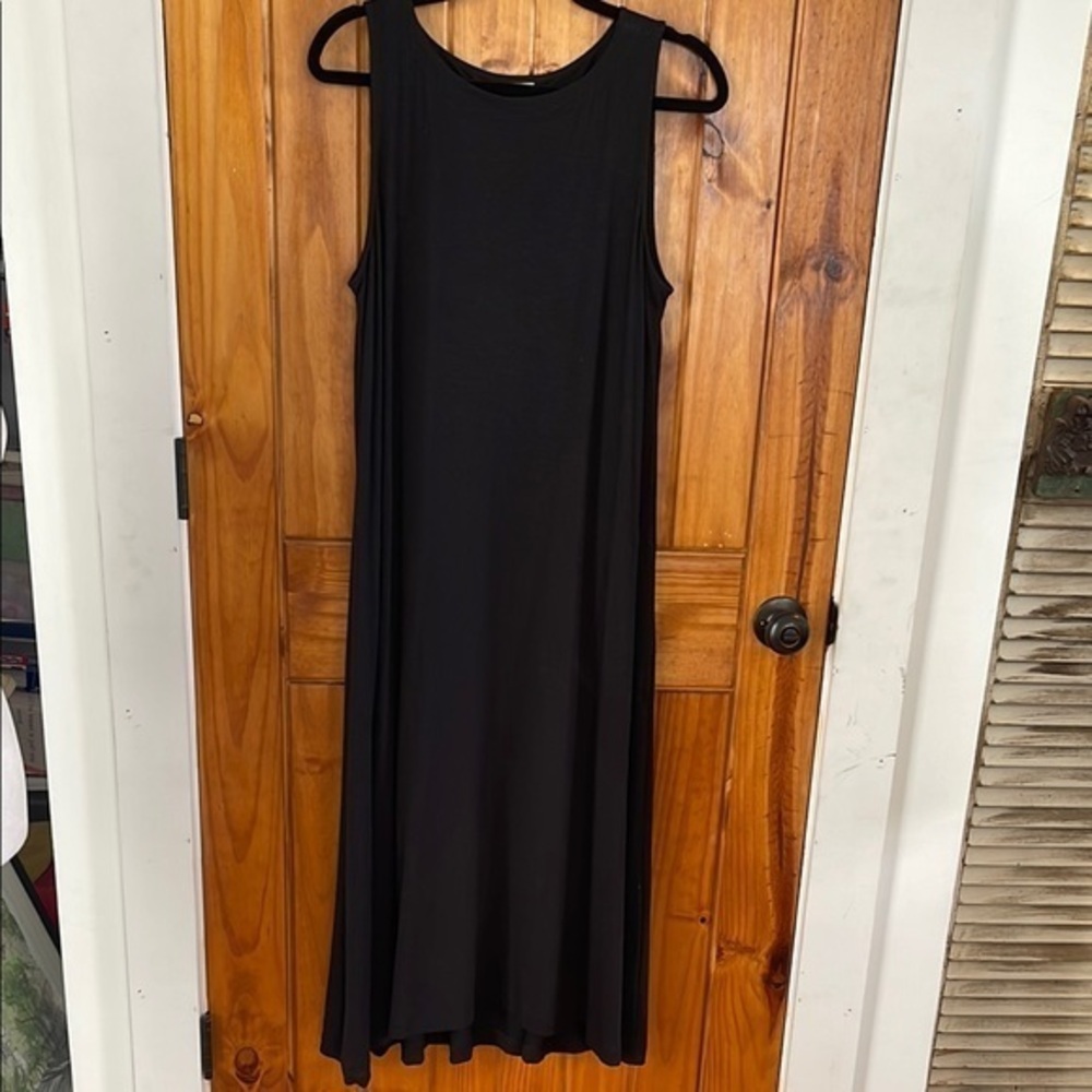 Jjill Black knit Sleeveless Midi Dress Petite Medium Rayon Spandex